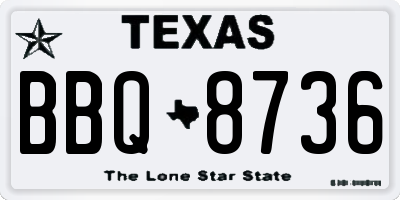 TX license plate BBQ8736