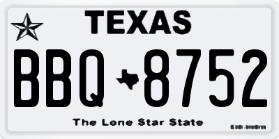 TX license plate BBQ8752