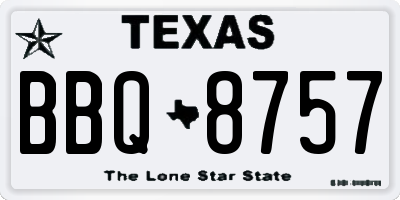 TX license plate BBQ8757