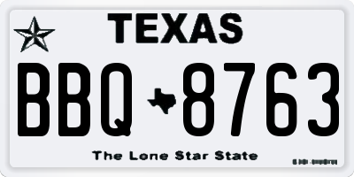 TX license plate BBQ8763