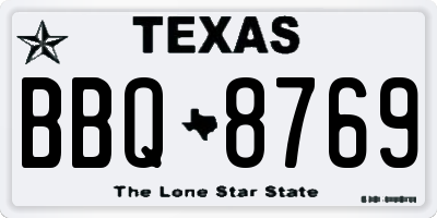 TX license plate BBQ8769