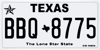 TX license plate BBQ8775