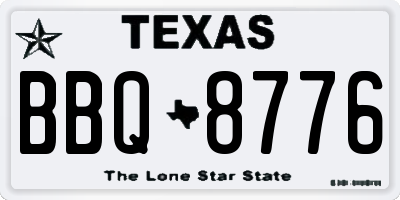 TX license plate BBQ8776