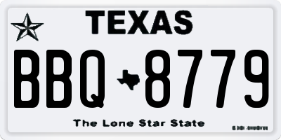 TX license plate BBQ8779