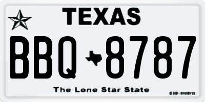 TX license plate BBQ8787