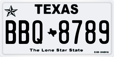 TX license plate BBQ8789