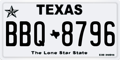 TX license plate BBQ8796