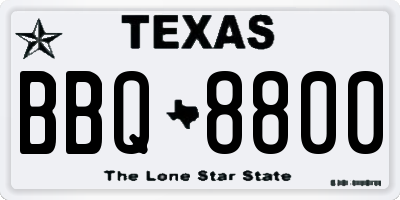 TX license plate BBQ8800