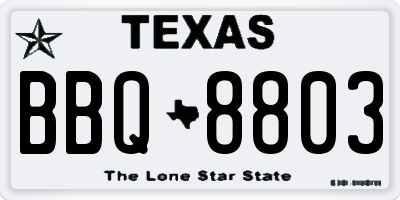 TX license plate BBQ8803