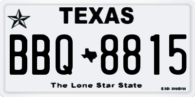 TX license plate BBQ8815
