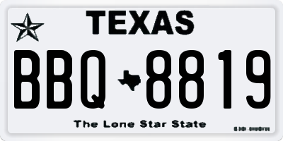 TX license plate BBQ8819
