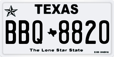 TX license plate BBQ8820