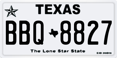 TX license plate BBQ8827