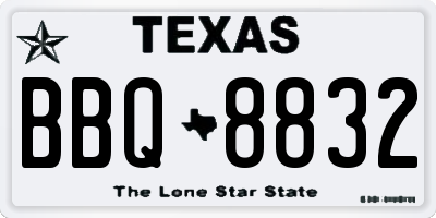 TX license plate BBQ8832
