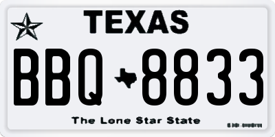 TX license plate BBQ8833