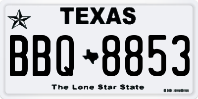 TX license plate BBQ8853