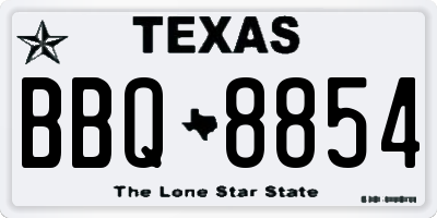 TX license plate BBQ8854