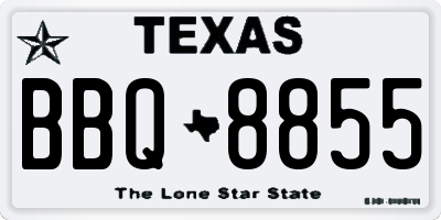 TX license plate BBQ8855