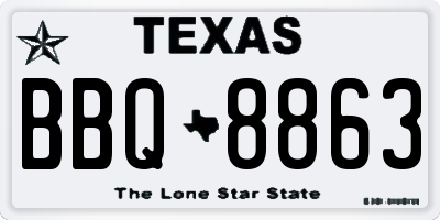 TX license plate BBQ8863