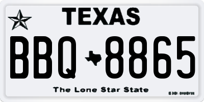 TX license plate BBQ8865