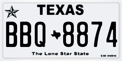 TX license plate BBQ8874