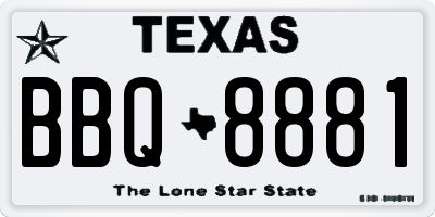 TX license plate BBQ8881