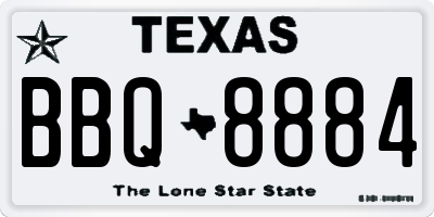 TX license plate BBQ8884