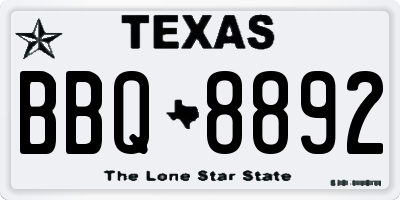 TX license plate BBQ8892