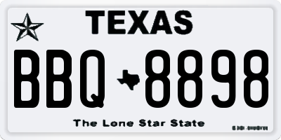 TX license plate BBQ8898