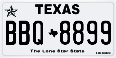 TX license plate BBQ8899