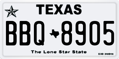 TX license plate BBQ8905