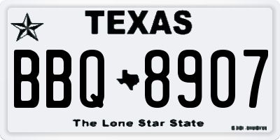 TX license plate BBQ8907