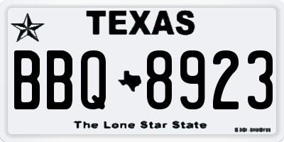 TX license plate BBQ8923