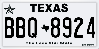 TX license plate BBQ8924