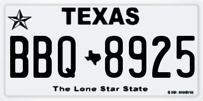 TX license plate BBQ8925