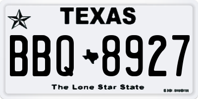 TX license plate BBQ8927