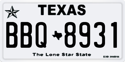 TX license plate BBQ8931