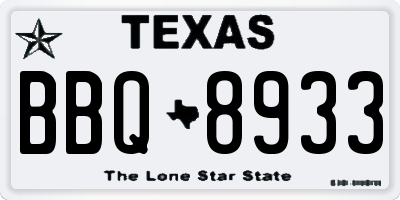 TX license plate BBQ8933