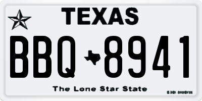 TX license plate BBQ8941
