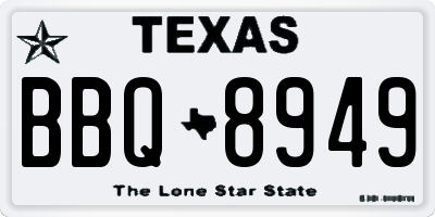 TX license plate BBQ8949