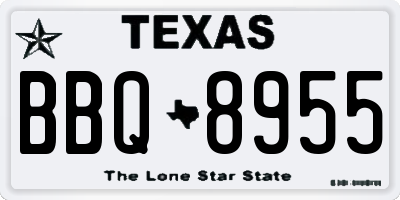 TX license plate BBQ8955