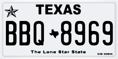 TX license plate BBQ8969
