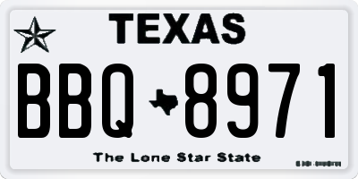 TX license plate BBQ8971