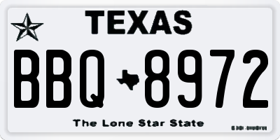TX license plate BBQ8972