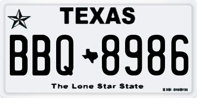 TX license plate BBQ8986