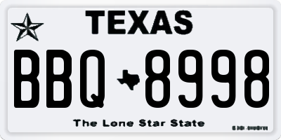 TX license plate BBQ8998