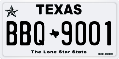 TX license plate BBQ9001