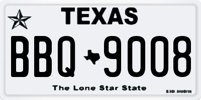 TX license plate BBQ9008