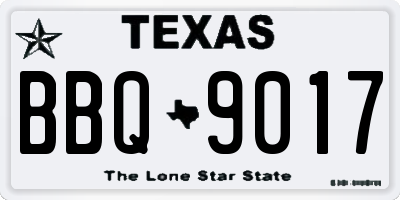 TX license plate BBQ9017