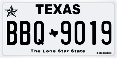 TX license plate BBQ9019